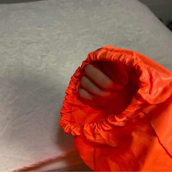 Handmade Windbreaker Jacket with Patches Neon Orange Pullover Pocket Hoodie XL - Picture 13 of 17